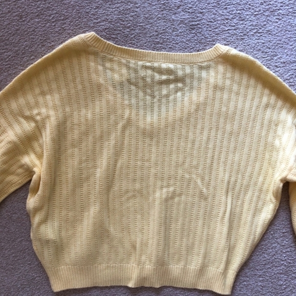 Hollister Yellow Textured VNeckLong Sleev Sweater - Picture 9 of 9